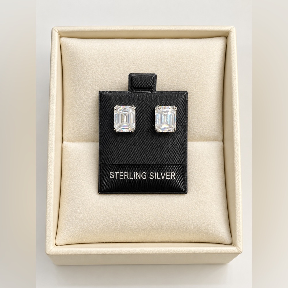 Elegant 925 Sterling Silver 8.00CT MOISSANITE Stud push back unisex Earrings